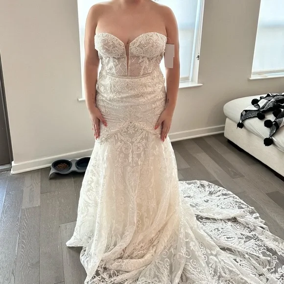 knee length dresses for ladies Mermaid Spaghetti Straps Boho Lace Wedding Dresses Rustic Wedding Gown –  SELINADRESS main image 0
